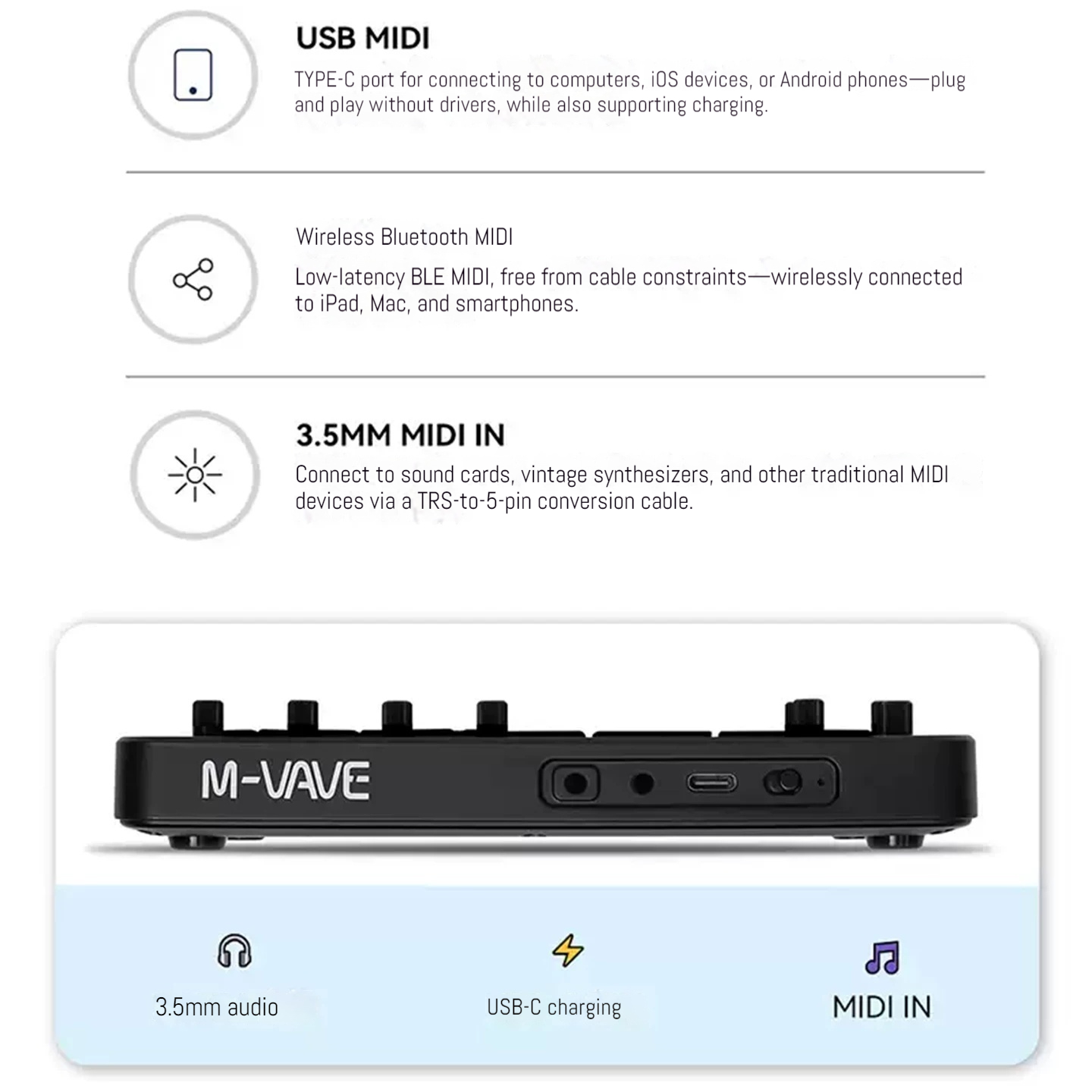 Synthesizer Midi Portabel M-VA - Speakers ulasan dan harga