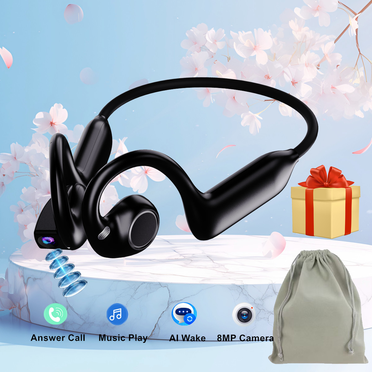 Headset Konduksi Tulang dengan - Bone Conduction Running Headphones ulasan dan harga