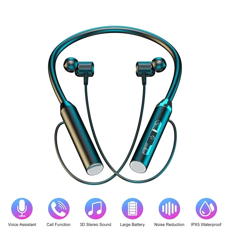 Headset Bluetooth 9D, Headphon - Magnetic Neckband Sports Earphones ulasan dan harga