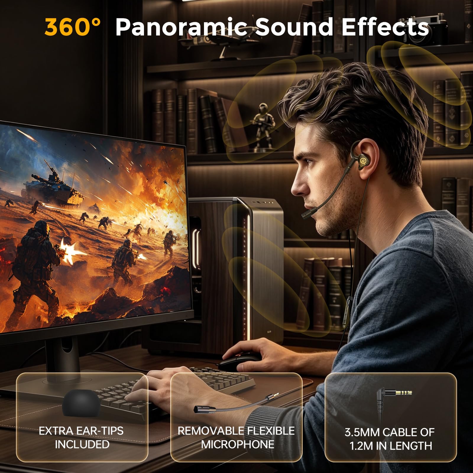 Earphone Gaming Berkabel 3,5 m - Type C Wired Earphones With Mic ulasan dan harga